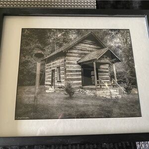 Rustic Cabin Black and White Art Print